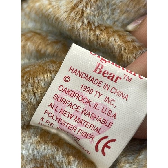 Ty 1999 Signature Bear Beanie Baby With Tag Vintage 9” Plush Bear With Heart Tag - Picture 7 of 10